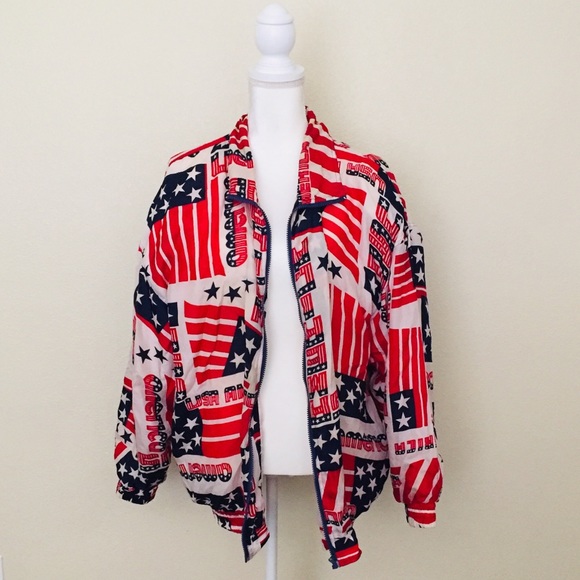 Vintage Other - Vintage Silk USA Americana Windbreaker